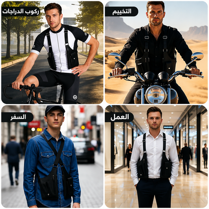 حقيبة تحت الإبط مزدوجة الكتف للرجال، تصميم صدر تكتيكي مضاد للسرقة، مزودة بجيوب قابلة للتعديل مع أحزمة كتف مزدوجة لحمل الهاتف والمحفظة – إصدار 2026